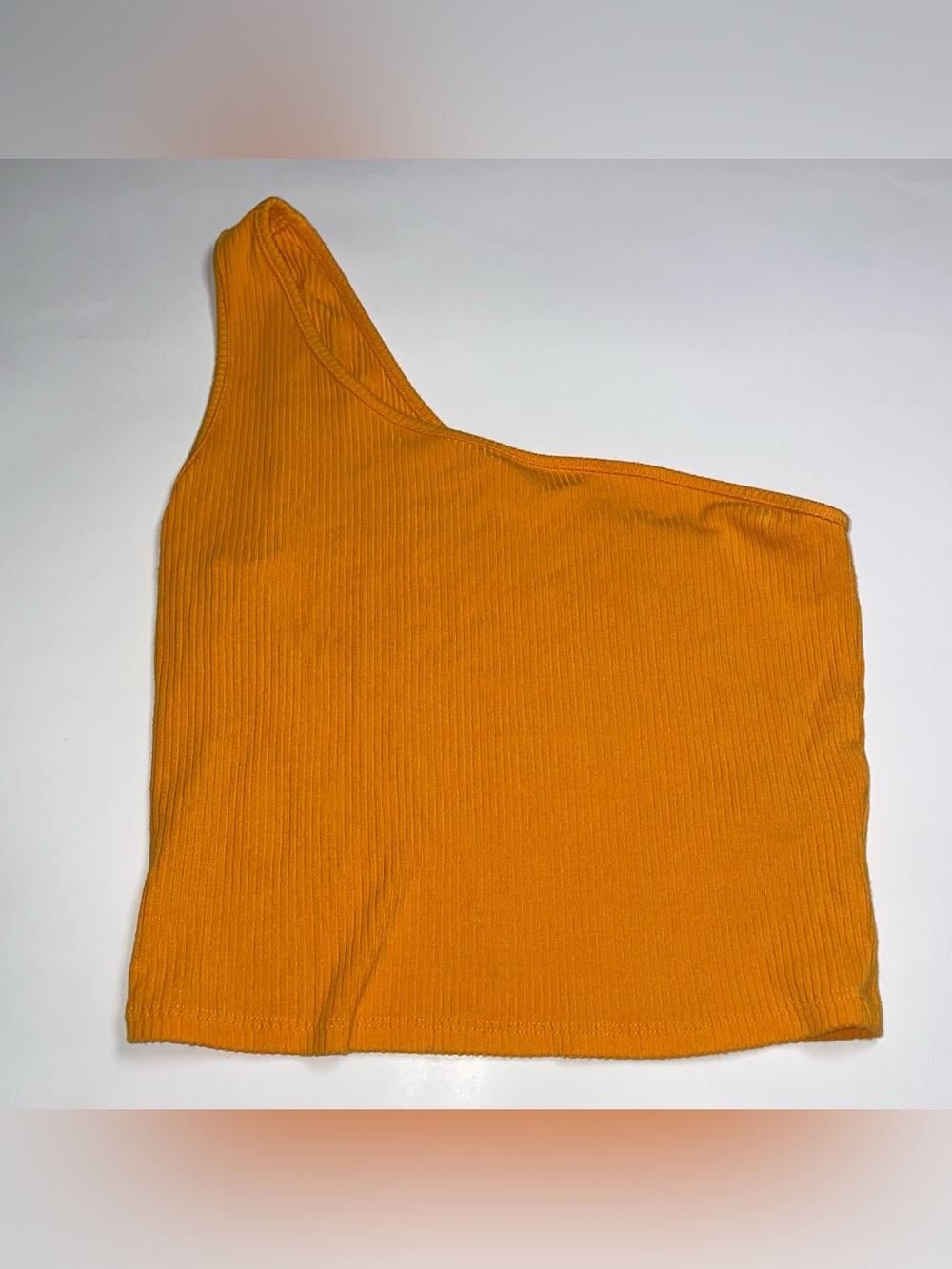 Garage M Ribbed Mustard Yellow One Shoulder Tank Top